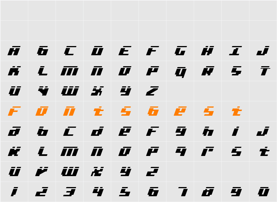 bad robot italic laser Character Map