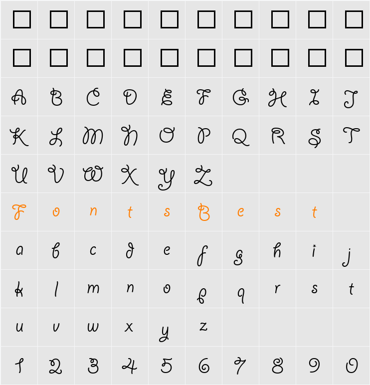 Giddyup Web Character Map