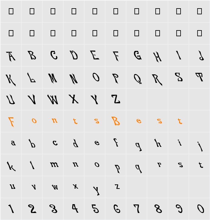 FZ JAZZY 21 LEFTY Character Map