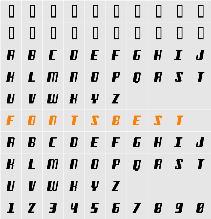 Freezer BTN Character Map