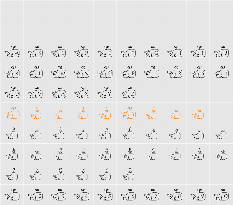 LMS Whale Of A Font Character Map