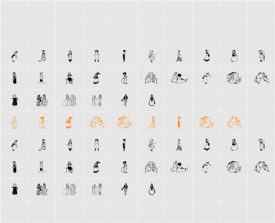 Kinder-Vignetten Character Map
