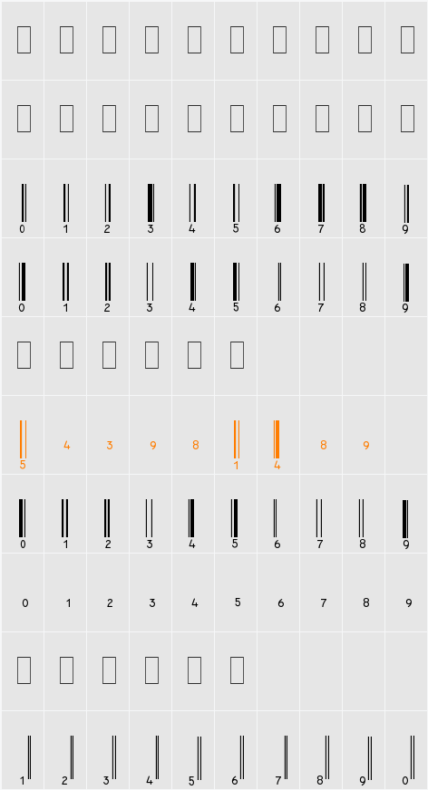 Code EAN13 Character Map