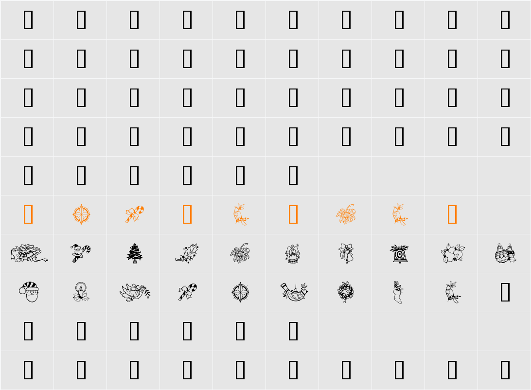 GE Christmas Joy Character Map