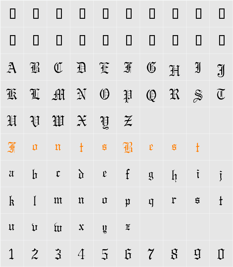 GregorDB Character Map