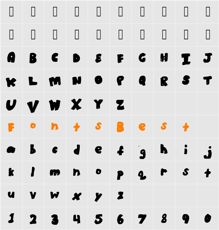 BoldBronzyne Character Map