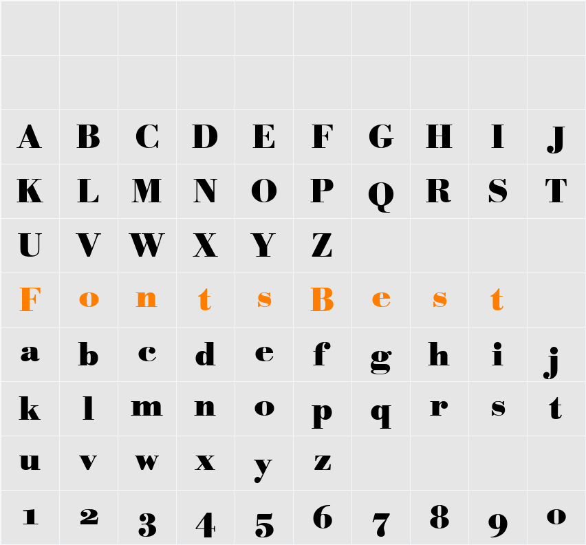 Bodoni BE Character Map
