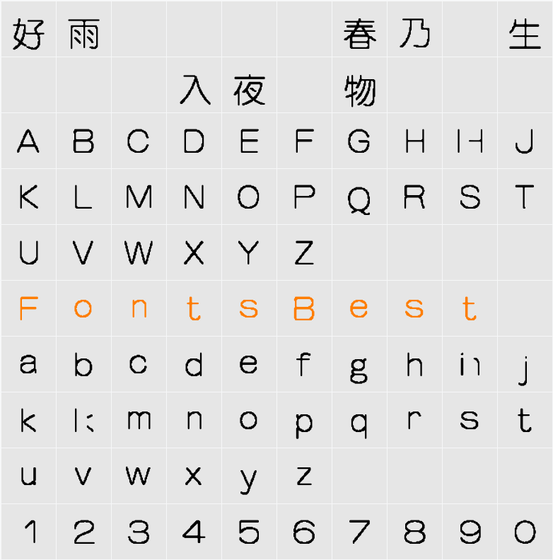 HanWangAvYen Character Map