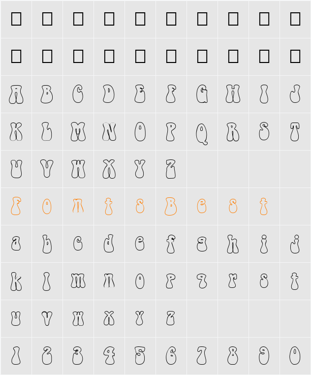 FZ JAZZY 14 HOLLOW Character Map
