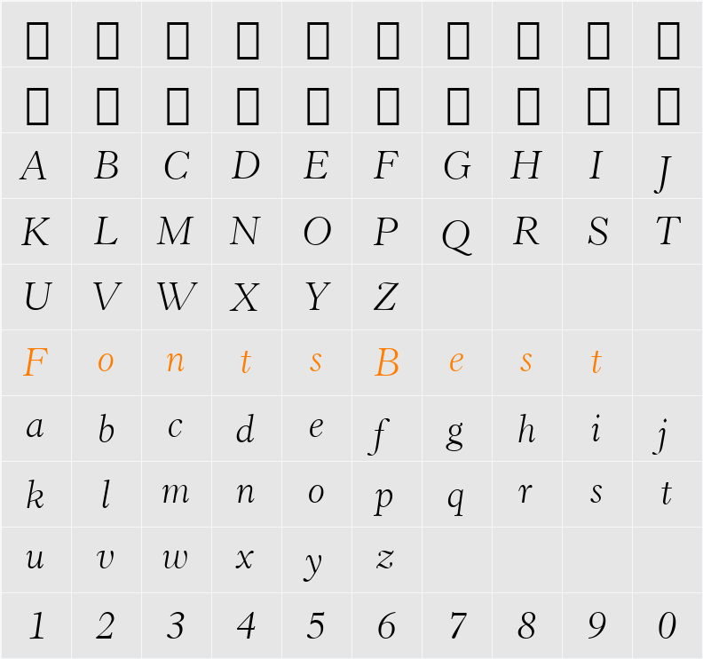 Revivl555 Lt BT Character Map