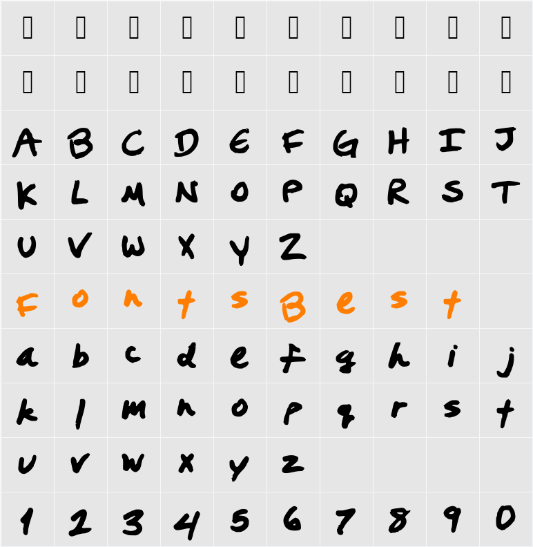 PrestonsWriting Character Map