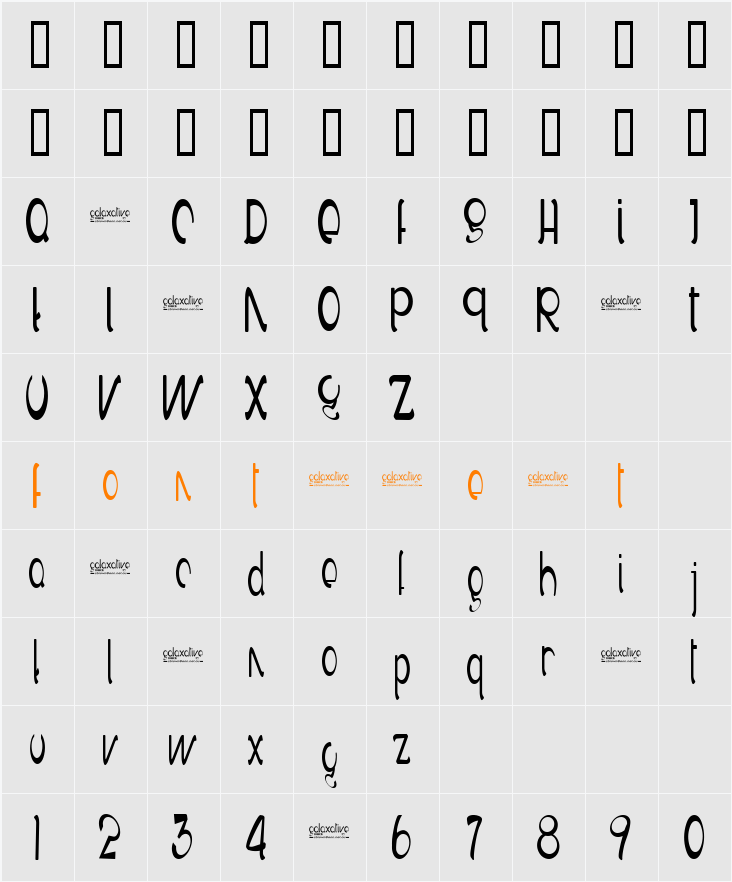 Galaxative tower Character Map