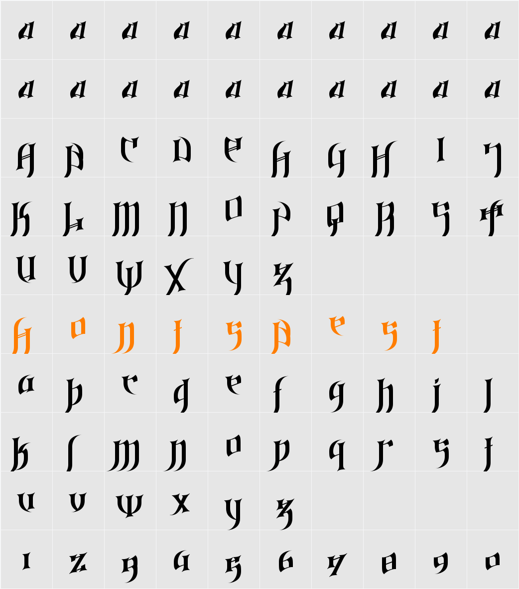 Gothic_Love_Letters Character Map