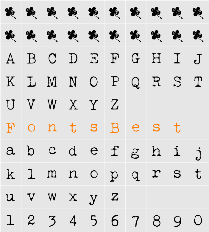 LUCKY TYPEWRITER Character Map