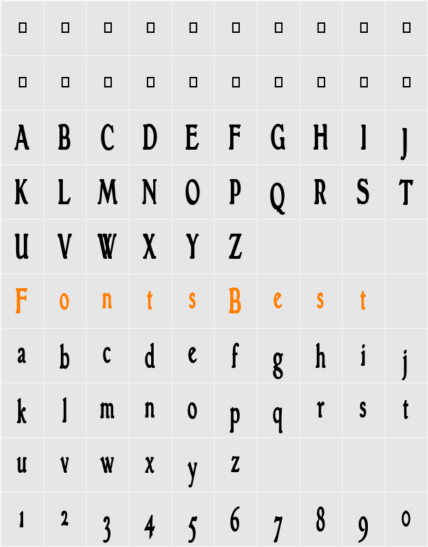GranthamCondensed Character Map