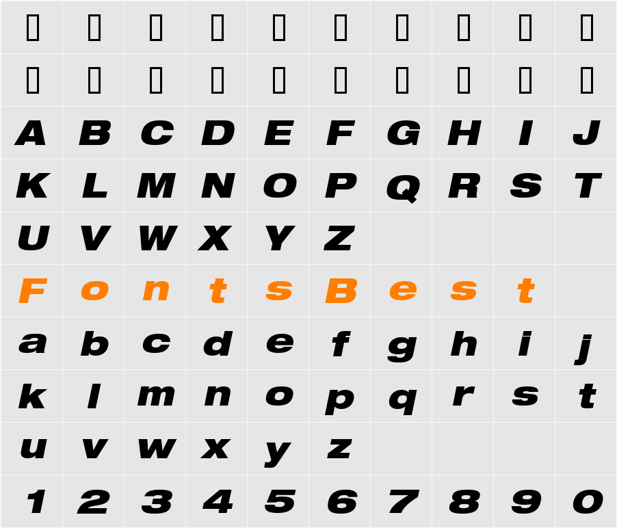 HelveticaNeue LT 93 BlackEx Character Map