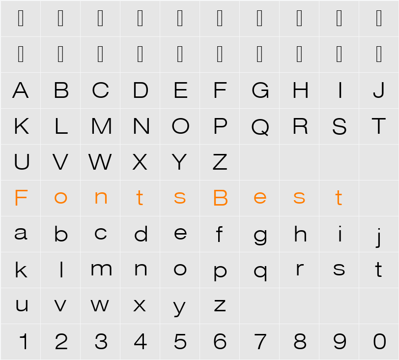 Nimbus Sans Becker DLigExt Character Map