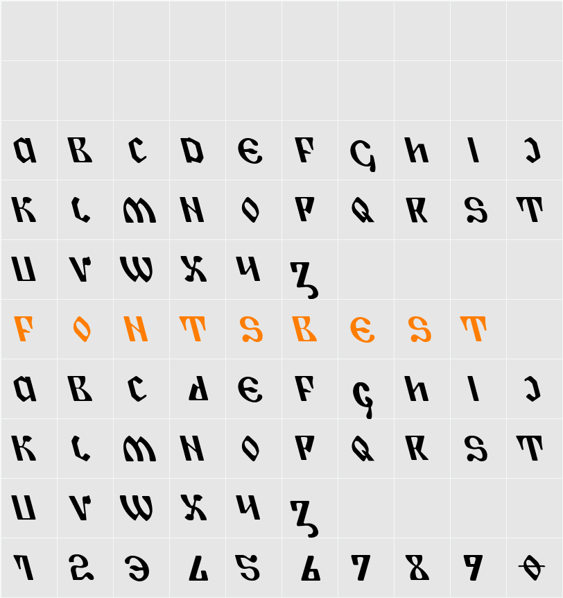 Piper Pie Leftalic Character Map