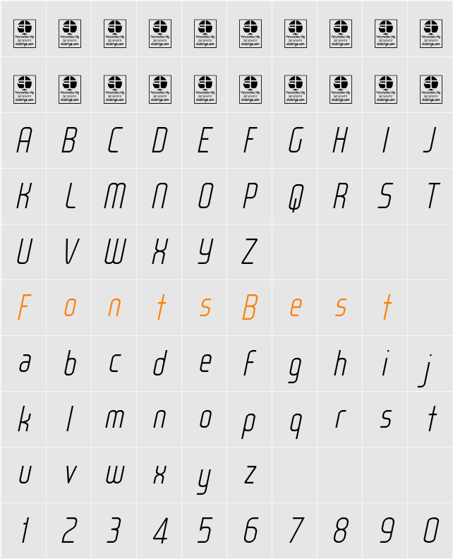 WOX~Modelist Light Italic Demo Character Map