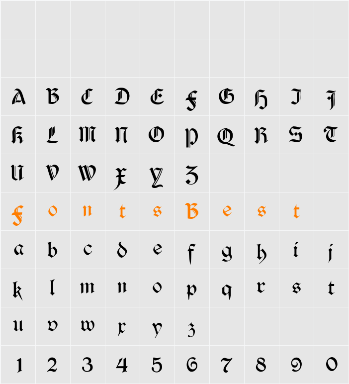 Durwent Character Map