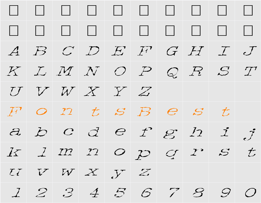 FZ DIGITAL 2 ITALIC Character Map