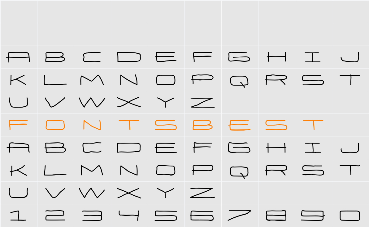 Eneas Expanded Bold Character Map