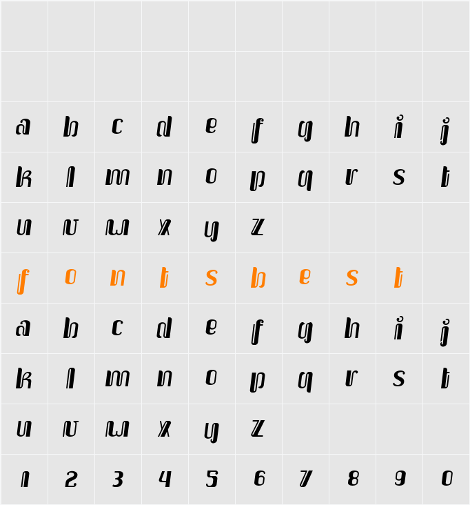 Upakarti Serong Character Map