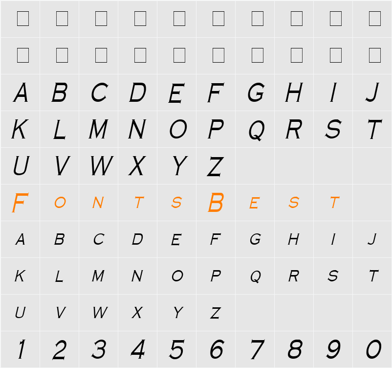 Cobalt Thin Character Map