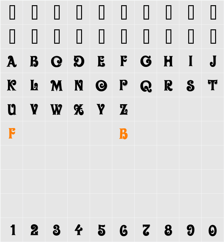 Orient Blackshadow Character Map