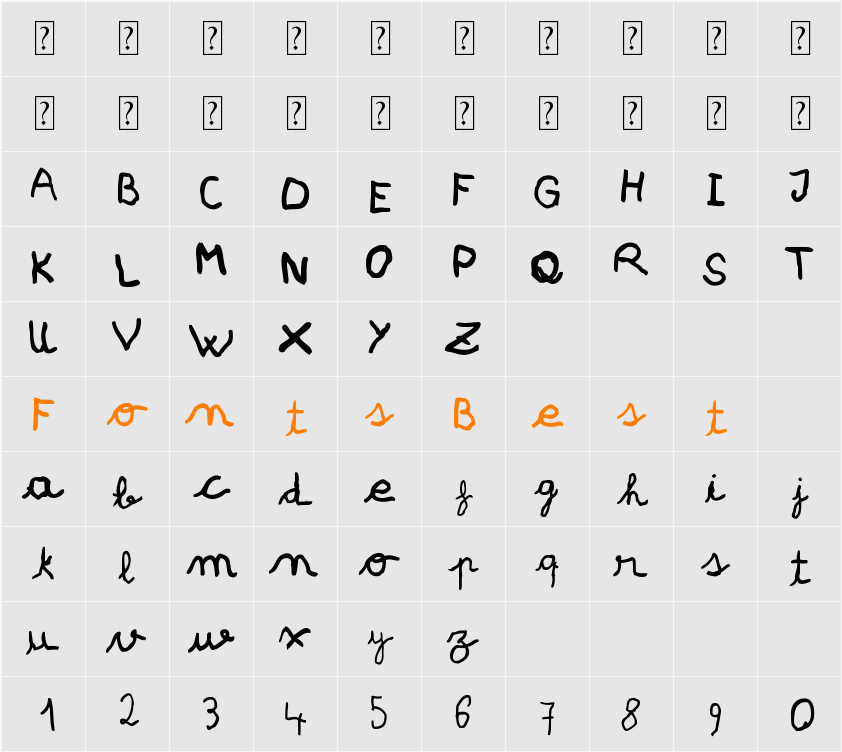 pree-school Character Map