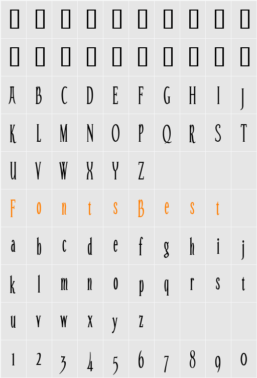 Echelon Condensed Character Map