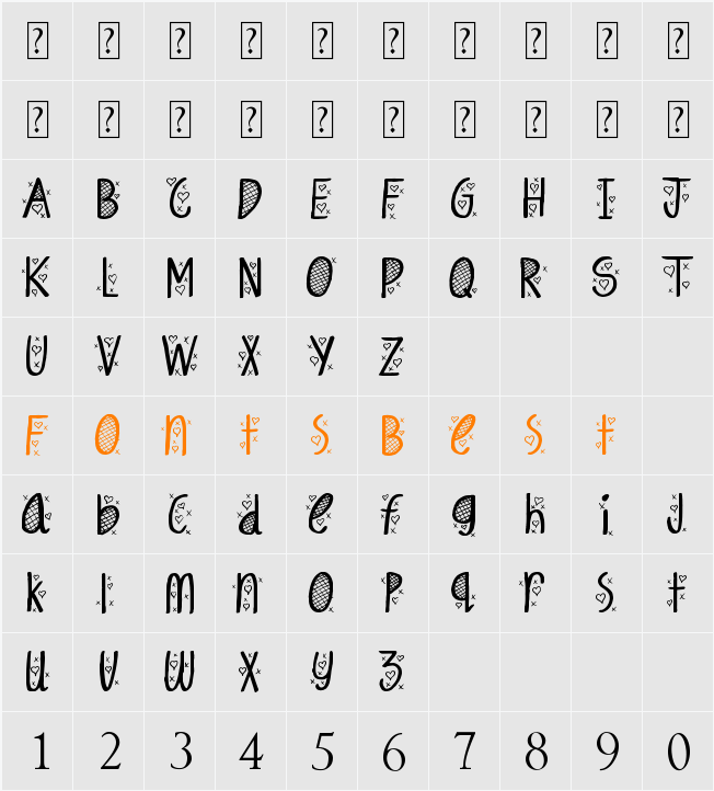Hey Cutie Character Map