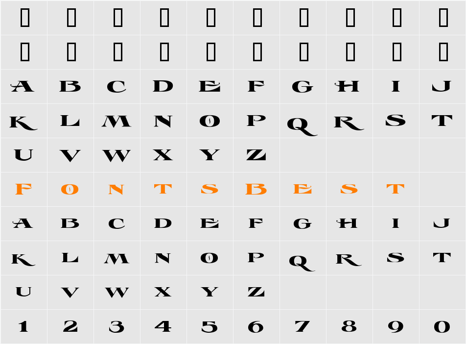 LHF Esoteric 3 REG Character Map
