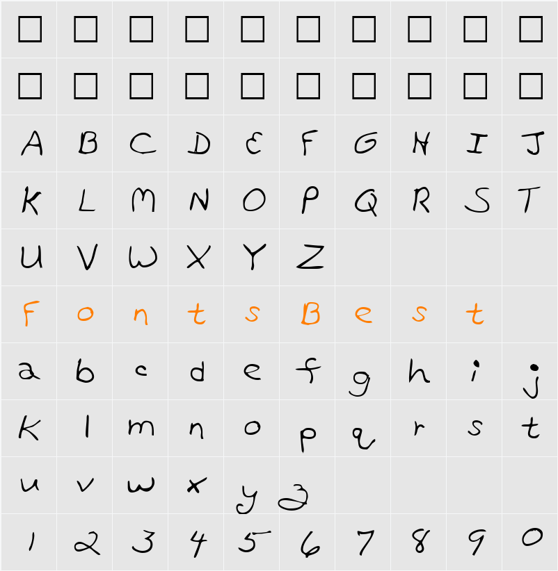 LeesHand Character Map