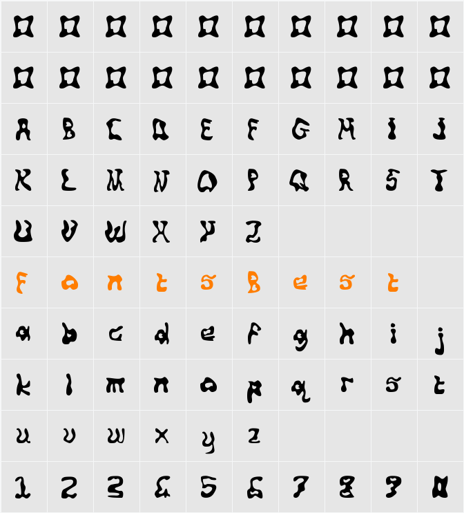 Squiggly Character Map