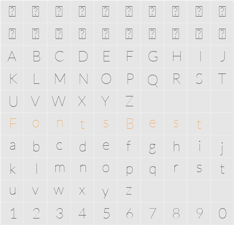 Lato Hairline Character Map