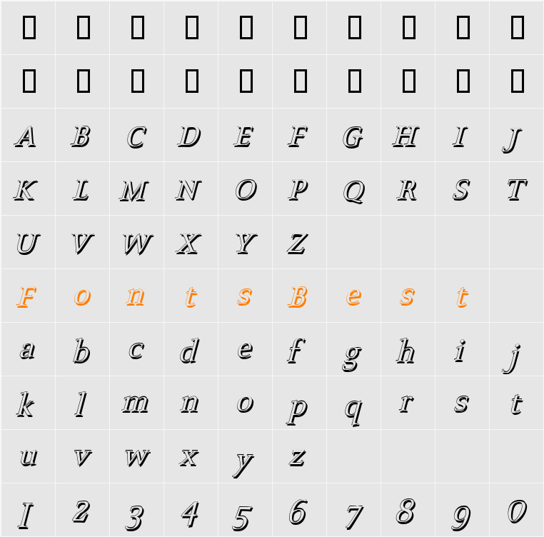ScoriaHSlanted Character Map