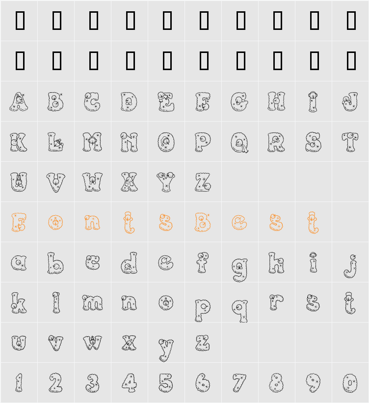 PC Snowballs Character Map