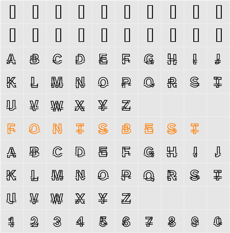 Joggle Regular Character Map