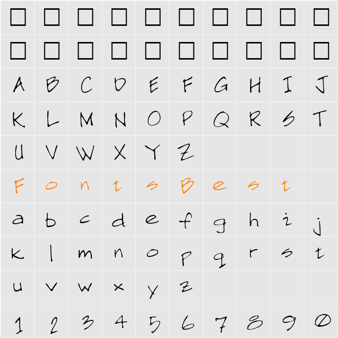 SawyersHand Character Map