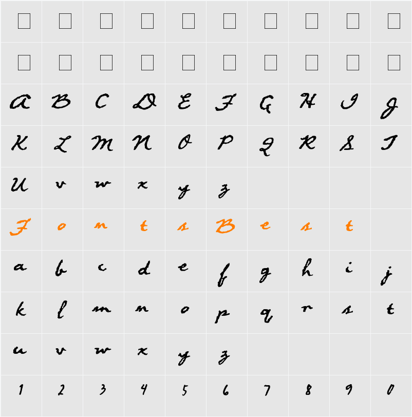 Suwa Character Map