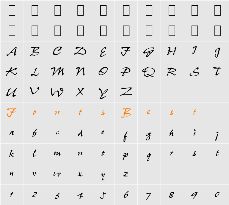 SnareDrum Script Character Map