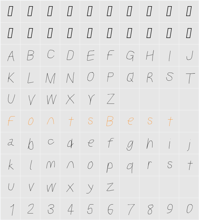 Kabina Character Map