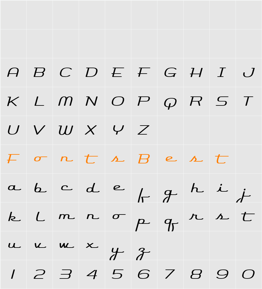 Rocket Script Character Map