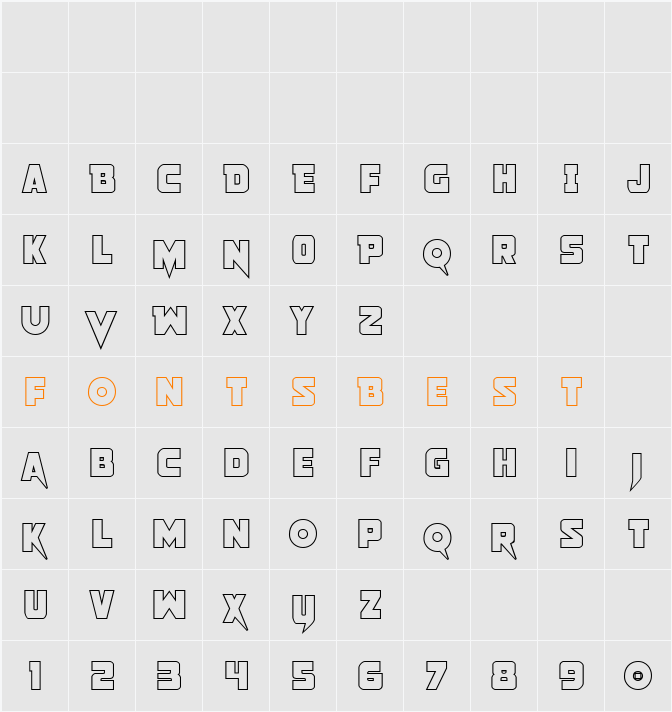 Pistoleer Outline Character Map