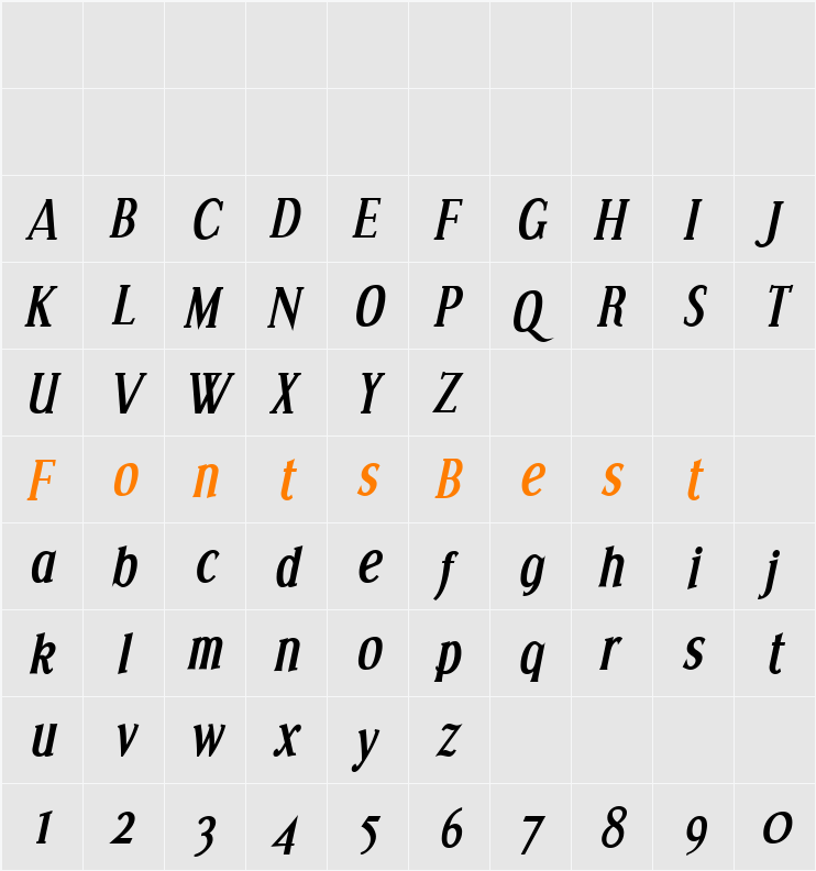 Effloresce Character Map