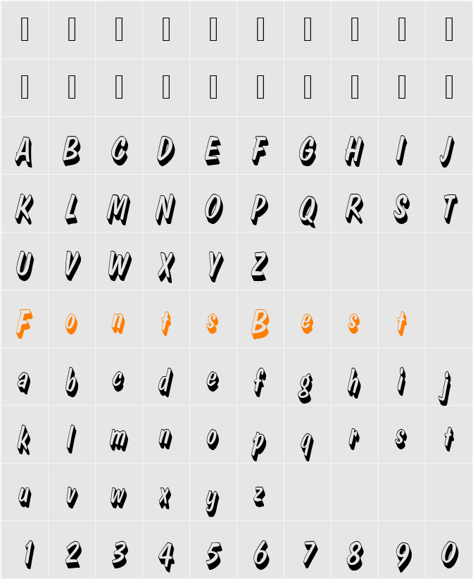 DomCasualDRegItaSh1 Character Map