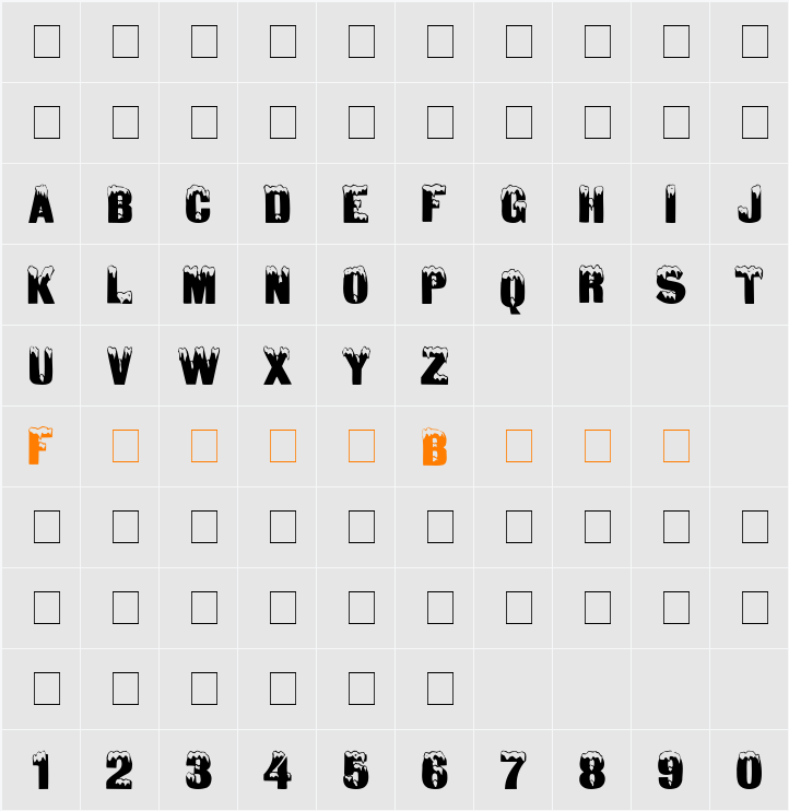 Ice Display Caps SSi Character Map