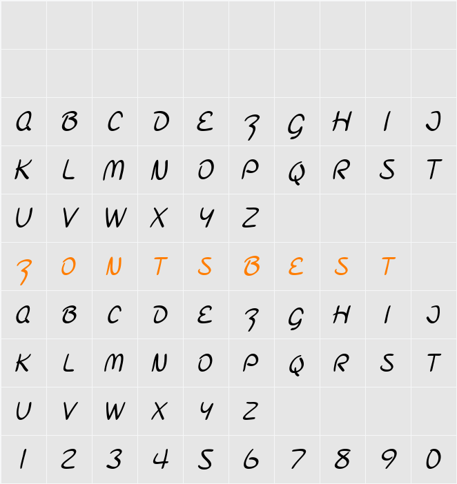 SF Burlington Script SC Character Map