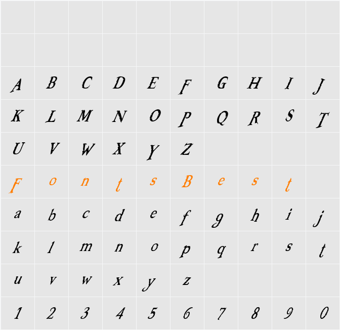 Booter - Zero One Character Map